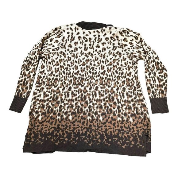 Isaac Mizrahi Live! Leopard Print Long Cardigan Sweater Size L Jungle Animal - Picture 5 of 6
